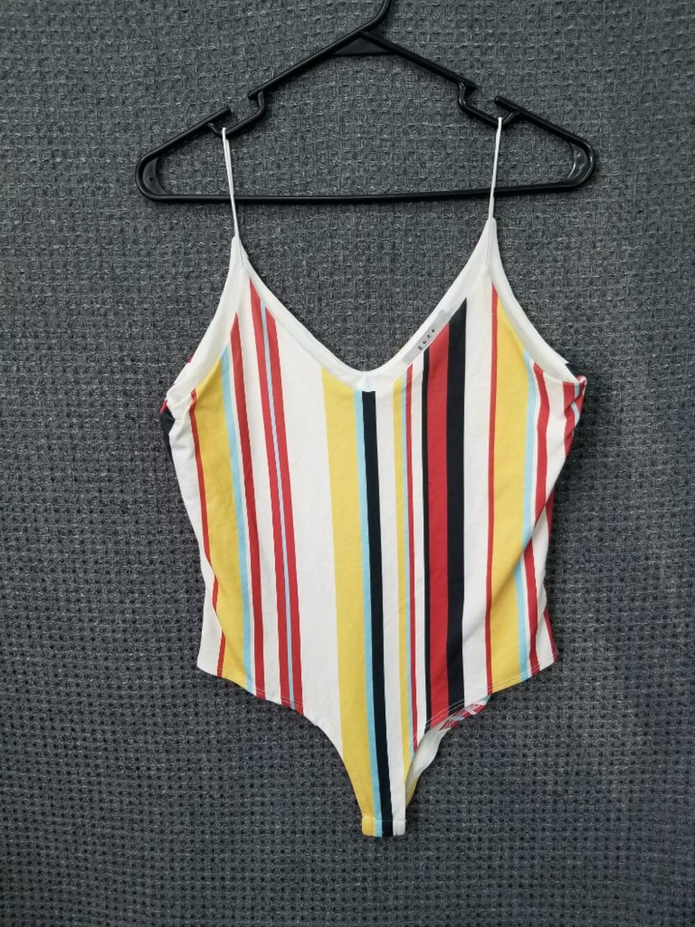 Gaze Stripe Spaghetti Strap Body Suit Women's L